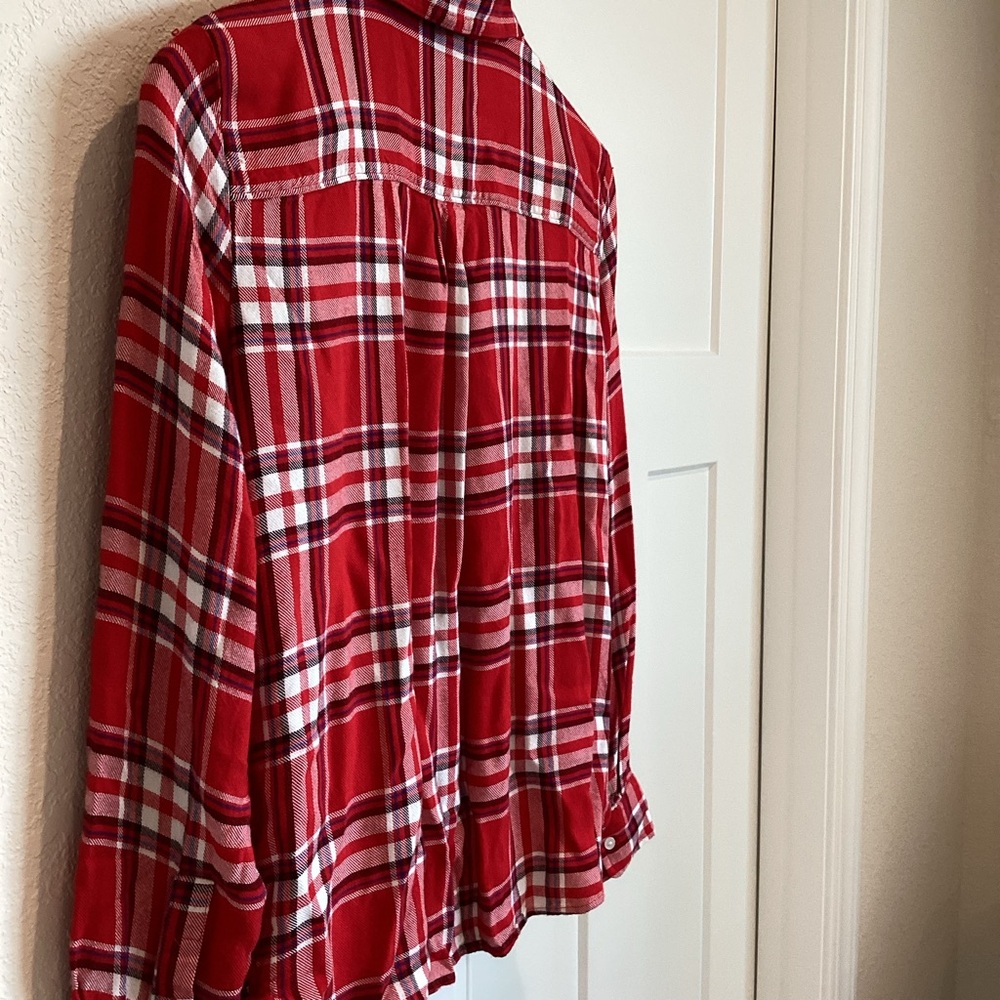 Women’s Banana Republic Button Down Long Sleeve Shirt Dillon Viscose Small Red - Picture 8 of 12